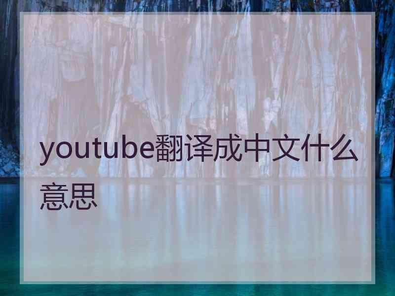 youtube翻译成中文什么意思