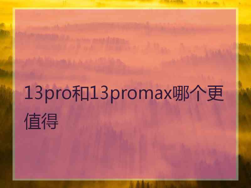 13pro和13promax哪个更值得