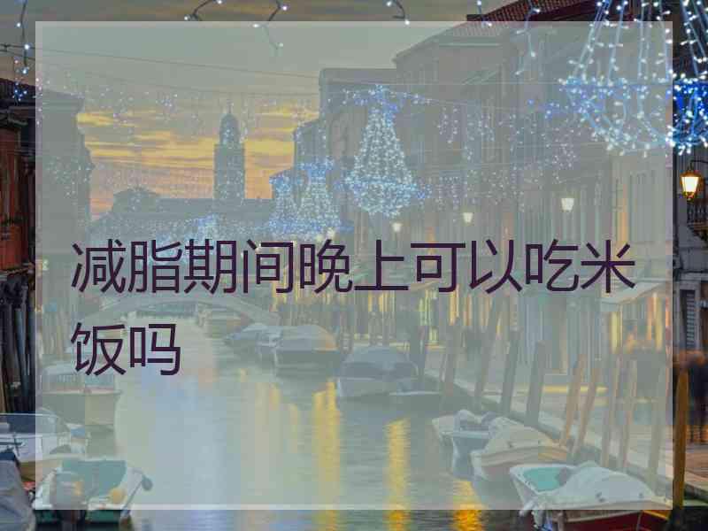 减脂期间晚上可以吃米饭吗