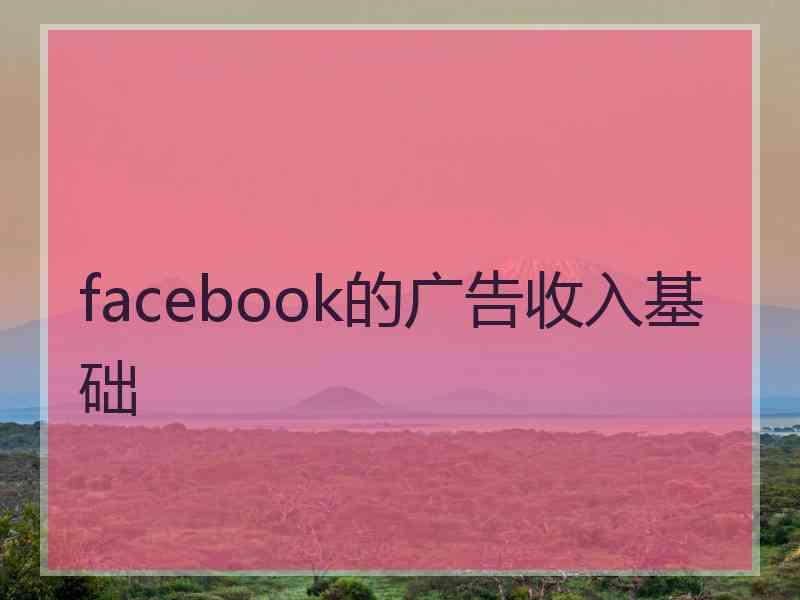 facebook的广告收入基础