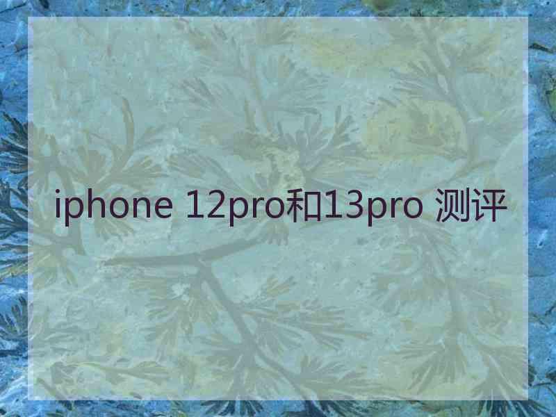 iphone 12pro和13pro 测评