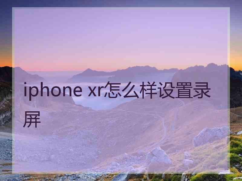 iphone xr怎么样设置录屏