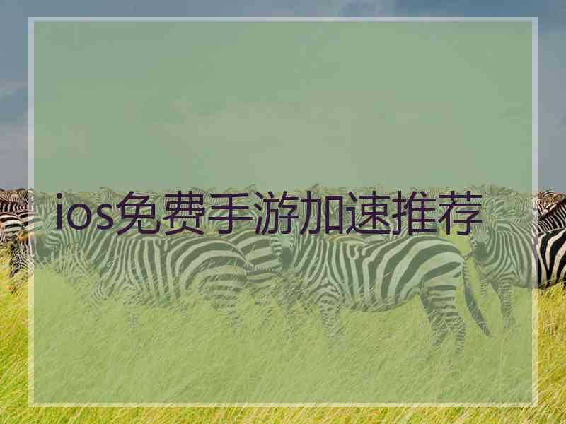 ios免费手游加速推荐