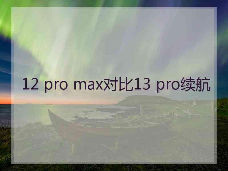 12 pro max对比13 pro续航