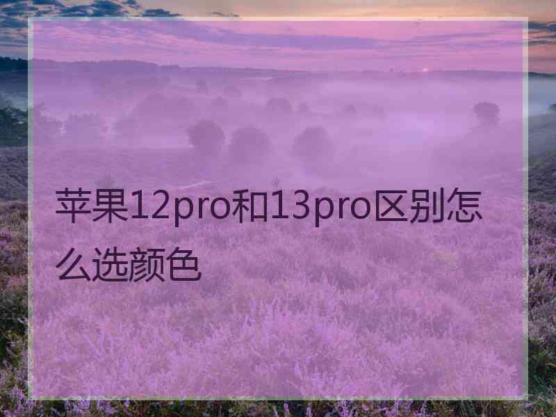 苹果12pro和13pro区别怎么选颜色