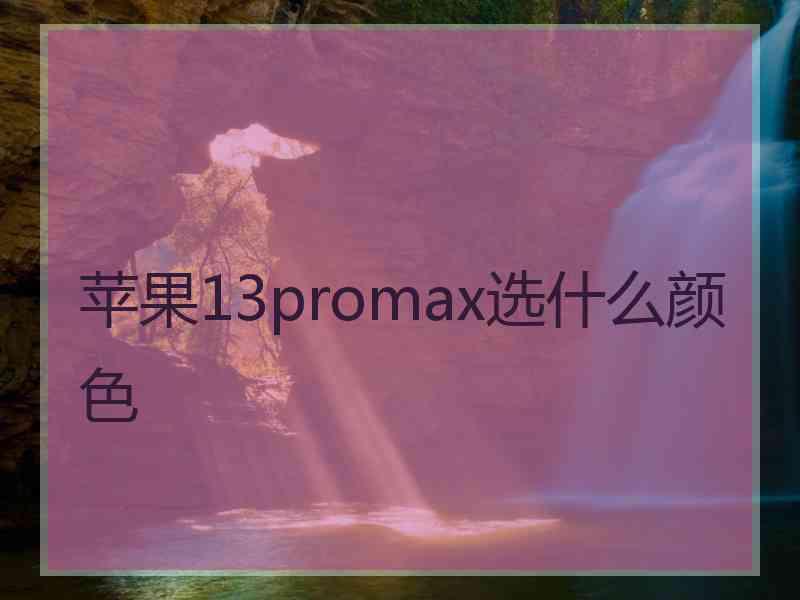 苹果13promax选什么颜色