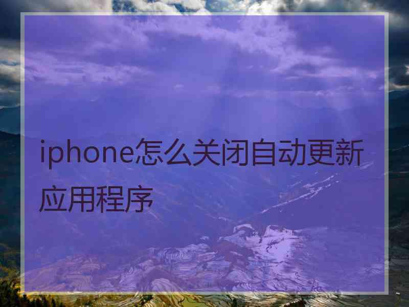 iphone怎么关闭自动更新应用程序