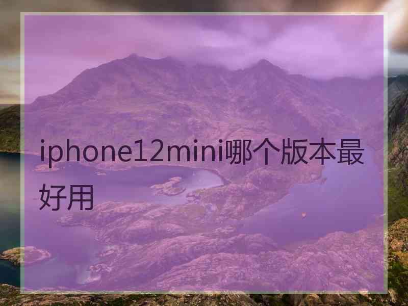 iphone12mini哪个版本最好用