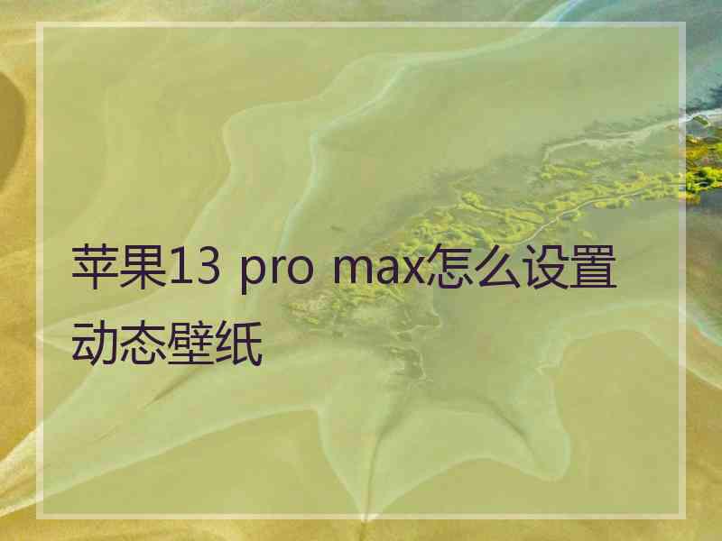 苹果13 pro max怎么设置动态壁纸