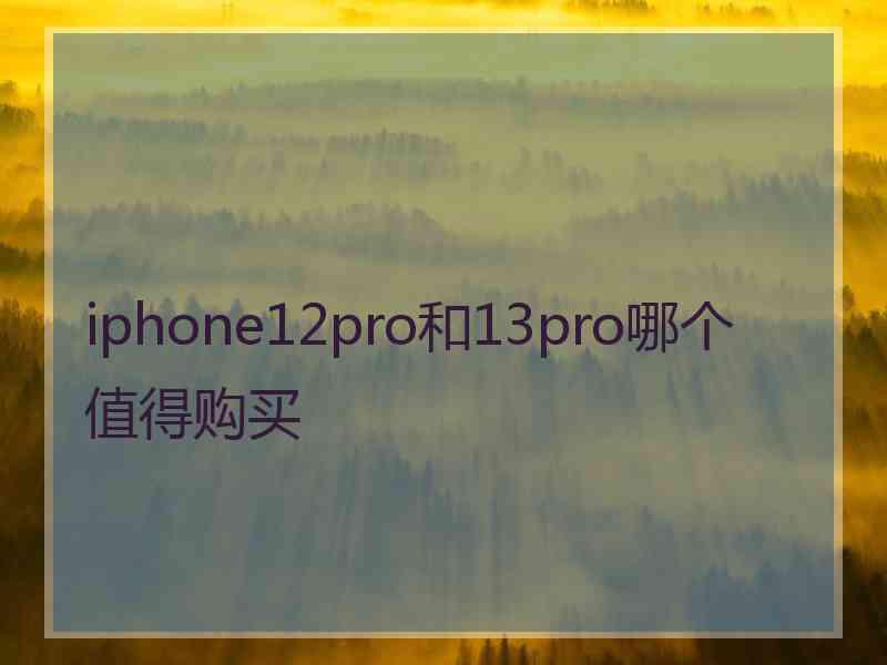 iphone12pro和13pro哪个值得购买