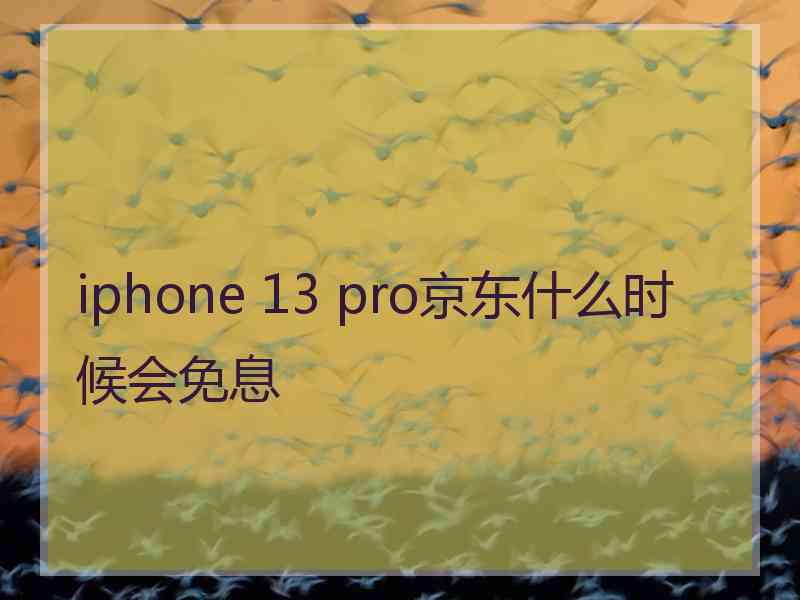 iphone 13 pro京东什么时候会免息