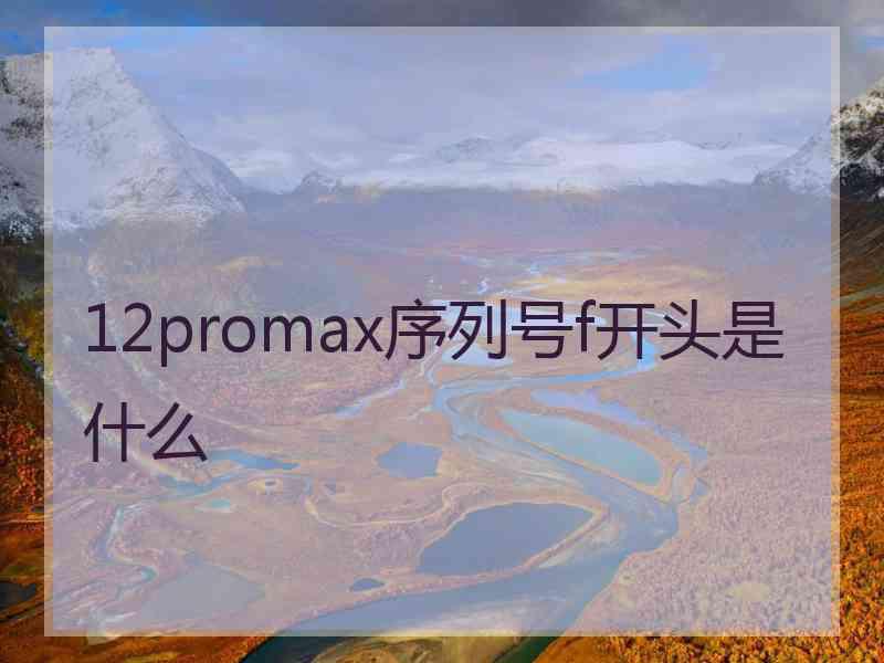 12promax序列号f开头是什么