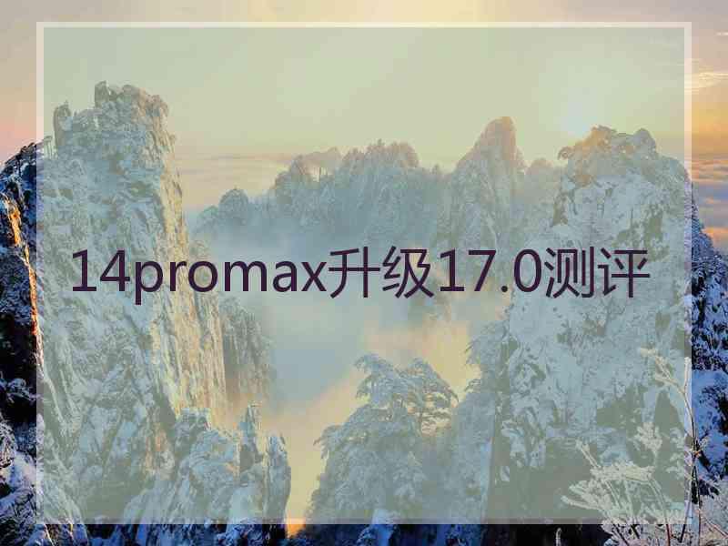 14promax升级17.0测评