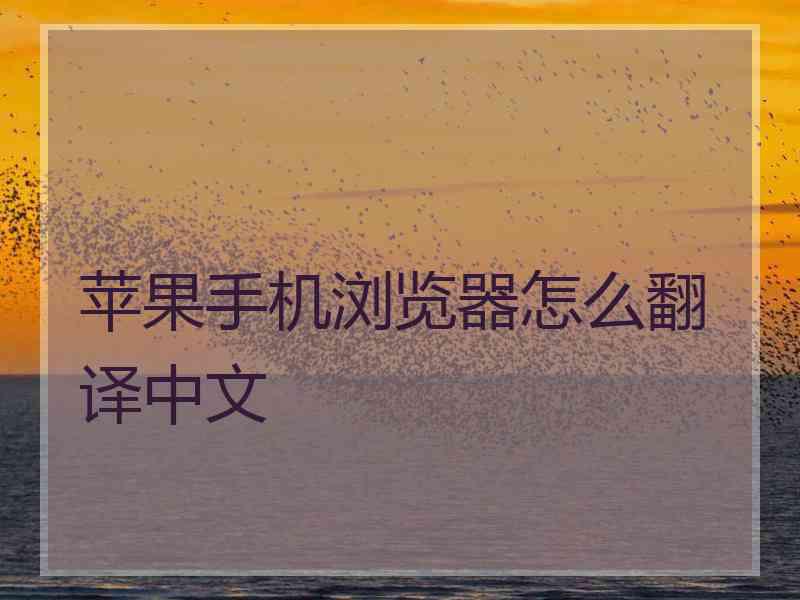 苹果手机浏览器怎么翻译中文