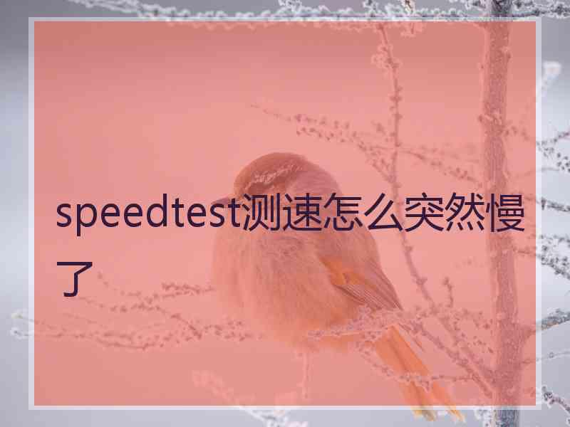 speedtest测速怎么突然慢了