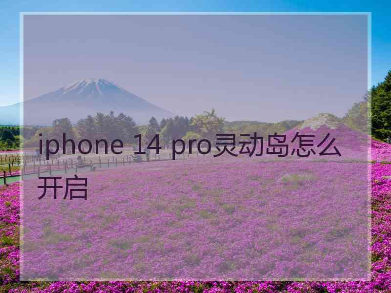 iphone 14 pro灵动岛怎么开启