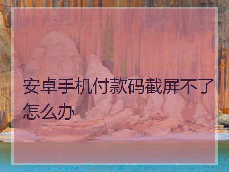 安卓手机付款码截屏不了怎么办