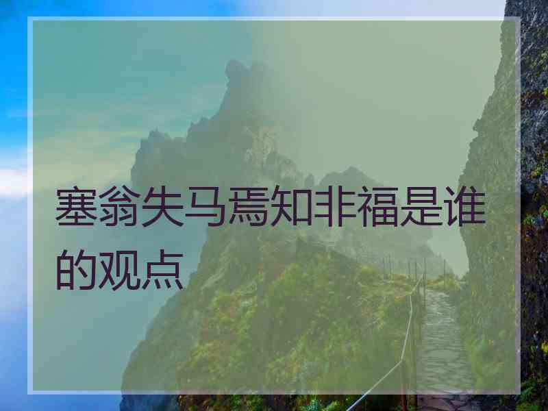 塞翁失马焉知非福是谁的观点