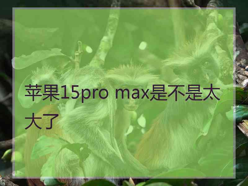 苹果15pro max是不是太大了