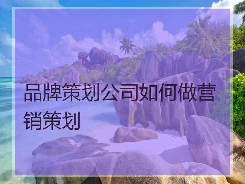 品牌策划公司如何做营销策划