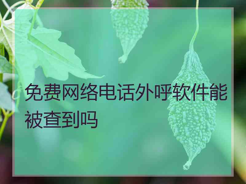 免费网络电话外呼软件能被查到吗