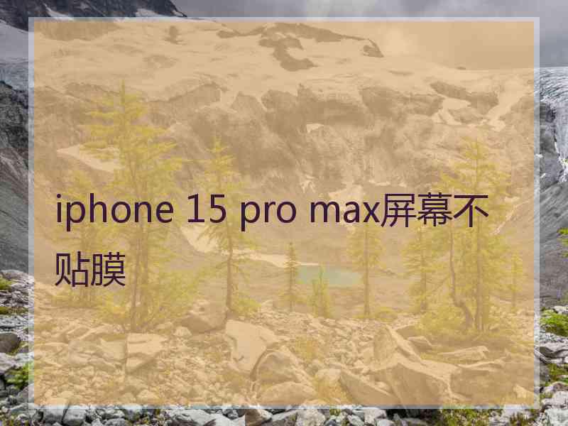 iphone 15 pro max屏幕不贴膜