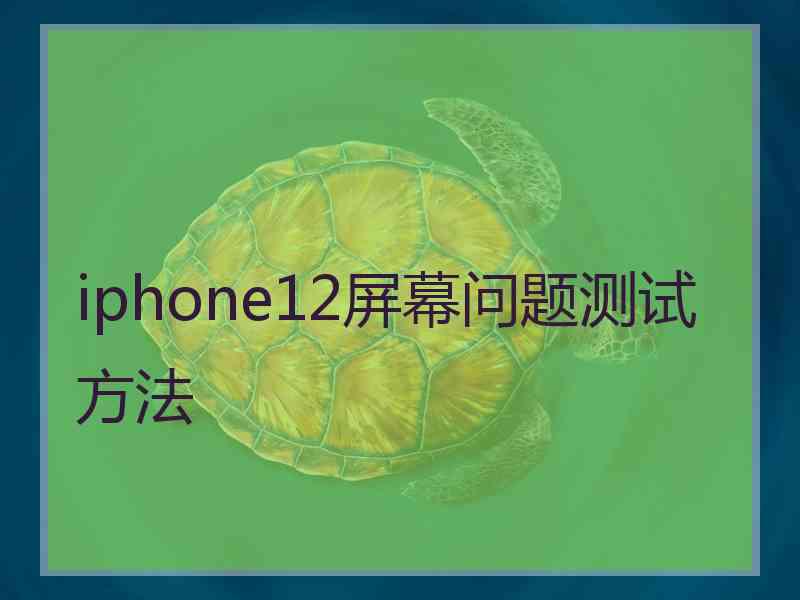 iphone12屏幕问题测试方法