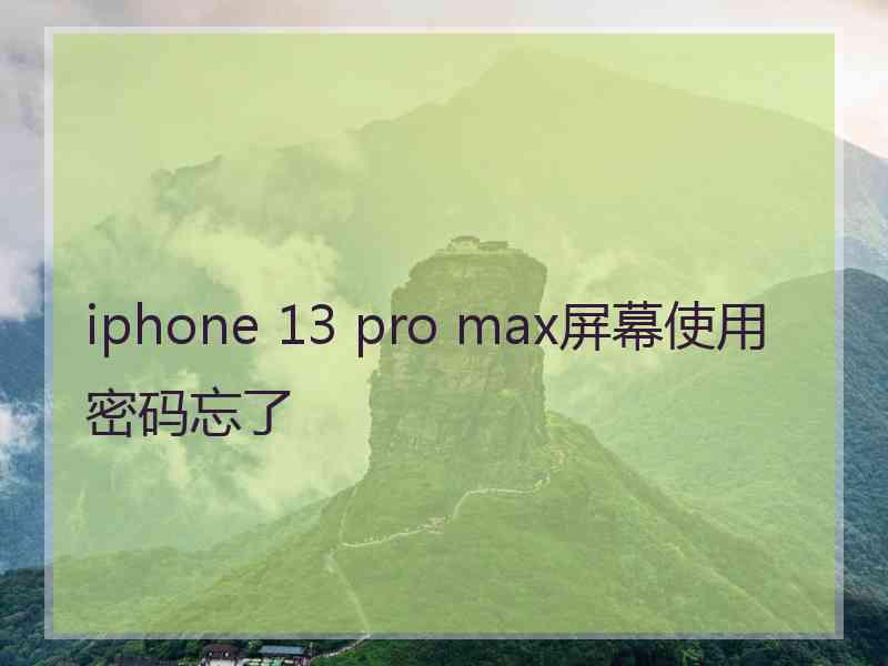 iphone 13 pro max屏幕使用密码忘了