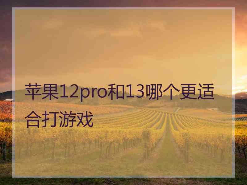 苹果12pro和13哪个更适合打游戏