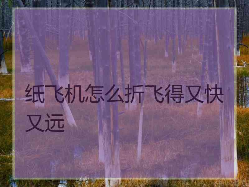 纸飞机怎么折飞得又快又远