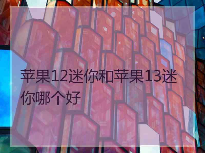 苹果12迷你和苹果13迷你哪个好