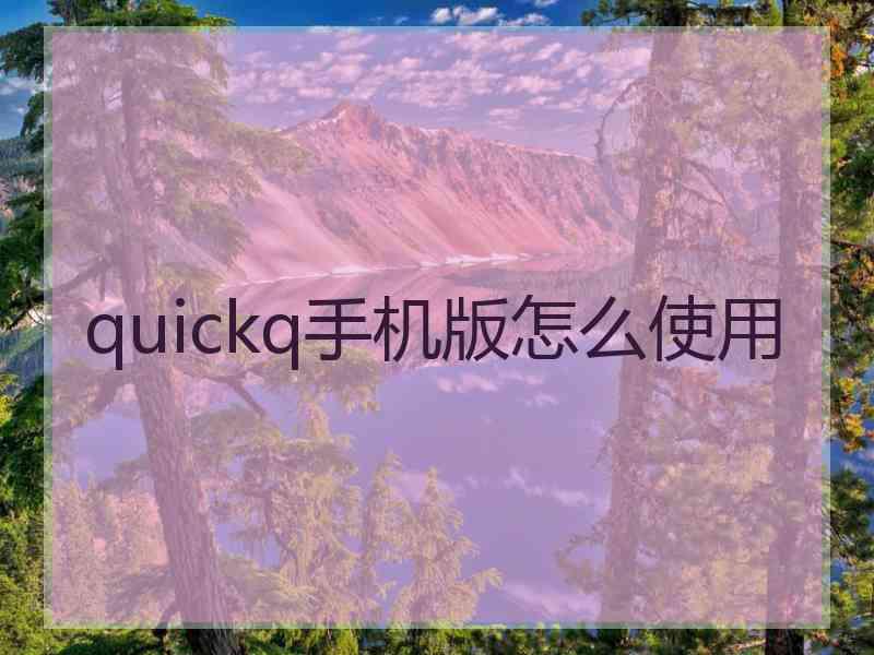 quickq手机版怎么使用