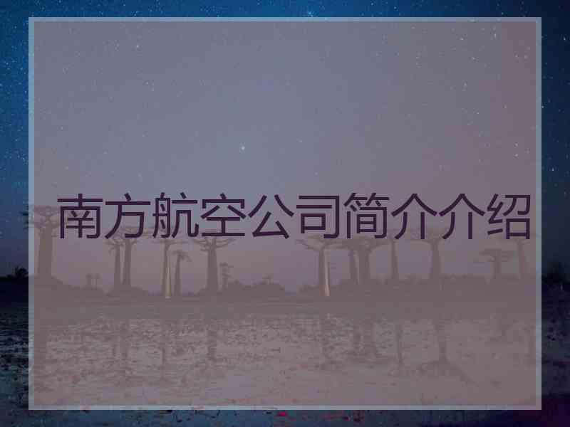 南方航空公司简介介绍