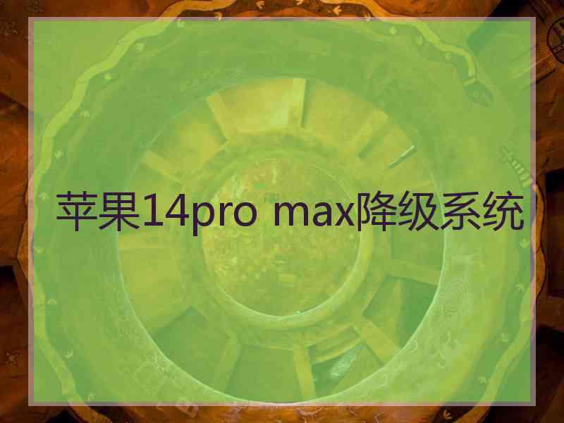 苹果14pro max降级系统