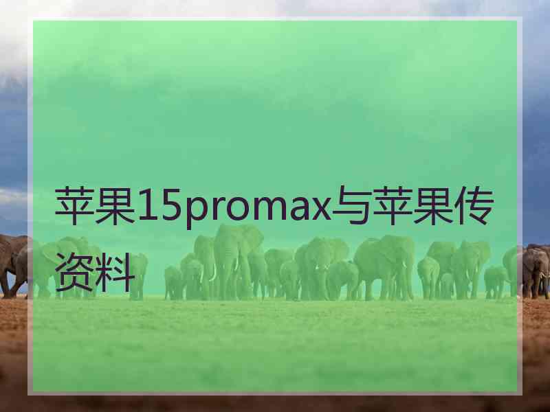 苹果15promax与苹果传资料