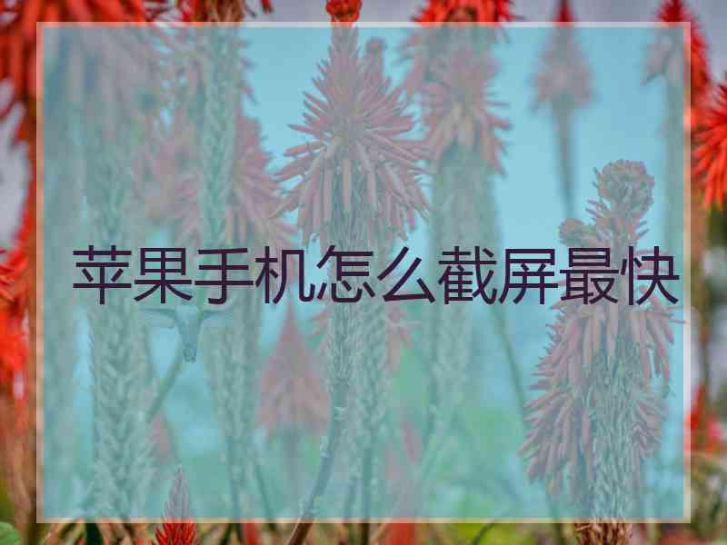 苹果手机怎么截屏最快