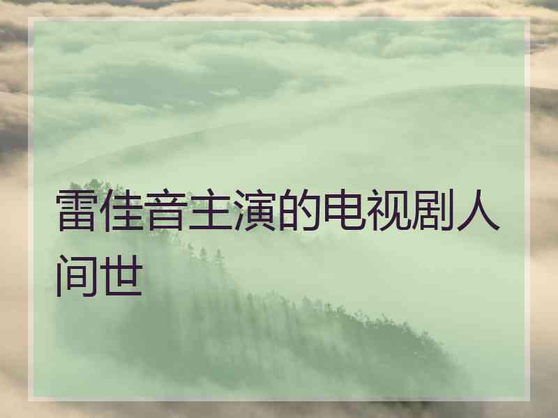 雷佳音主演的电视剧人间世