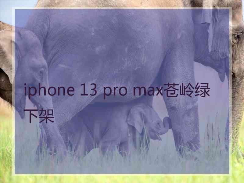 iphone 13 pro max苍岭绿下架