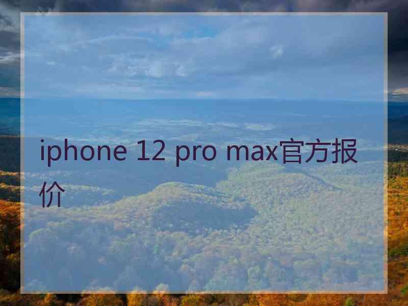 iphone 12 pro max官方报价