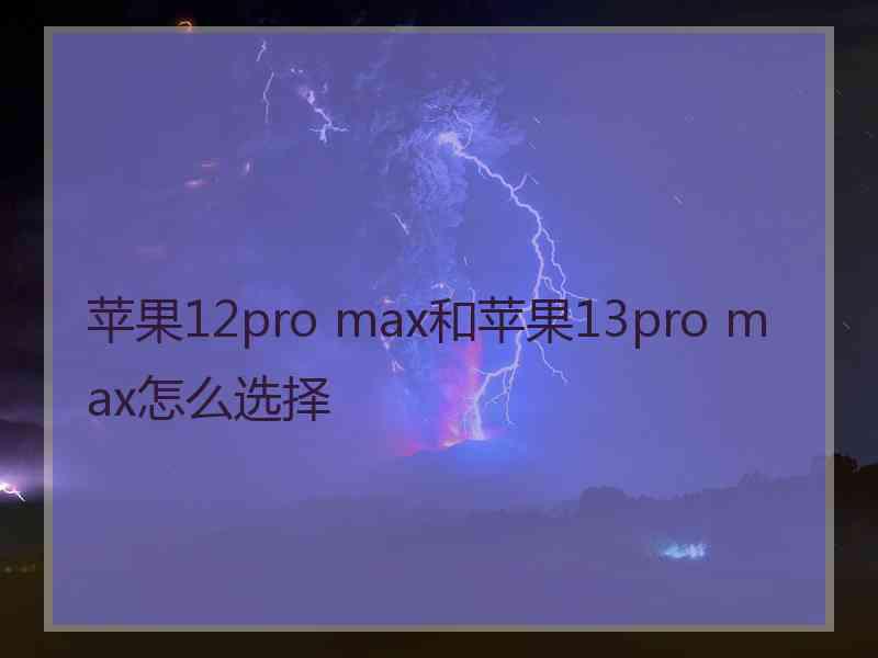 苹果12pro max和苹果13pro max怎么选择