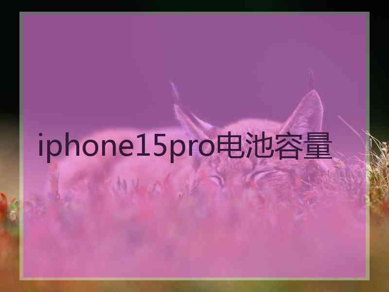 iphone15pro电池容量