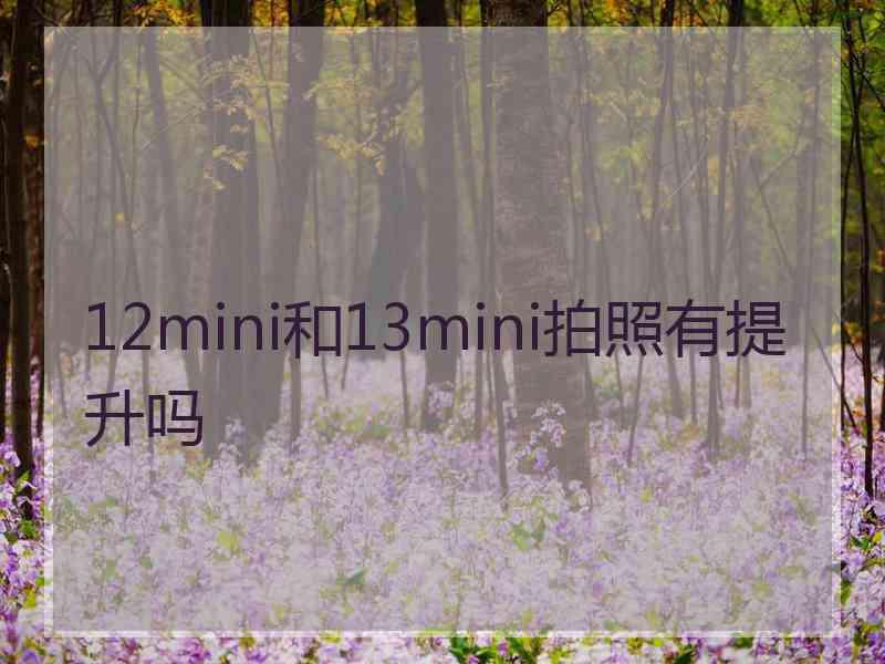 12mini和13mini拍照有提升吗