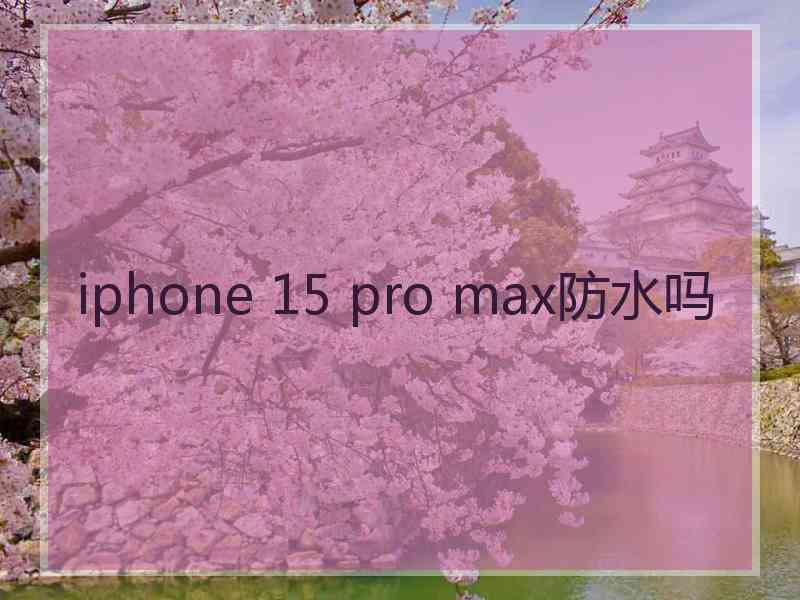 iphone 15 pro max防水吗