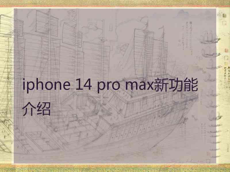 iphone 14 pro max新功能介绍