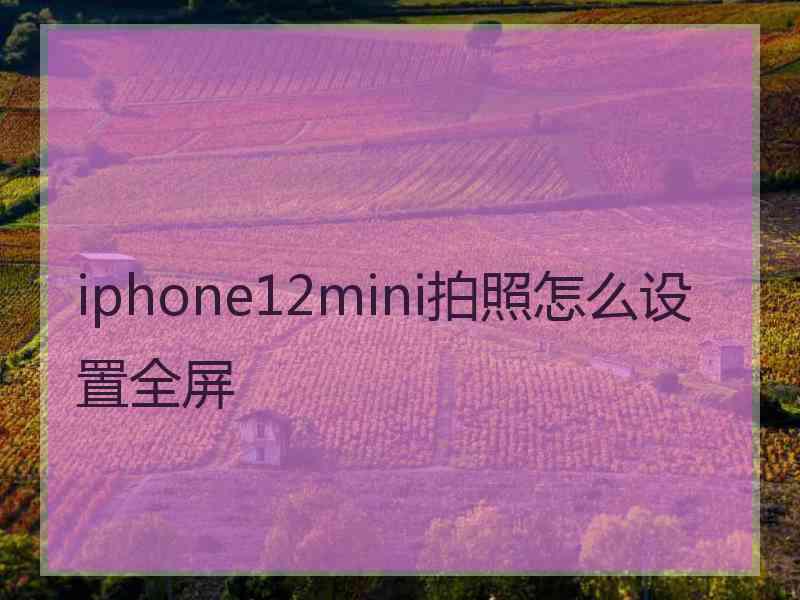 iphone12mini拍照怎么设置全屏