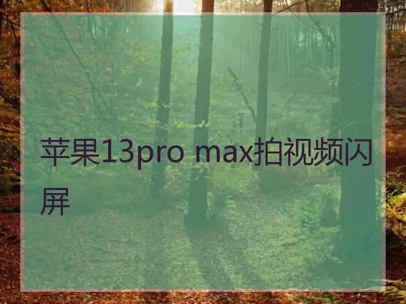 苹果13pro max拍视频闪屏