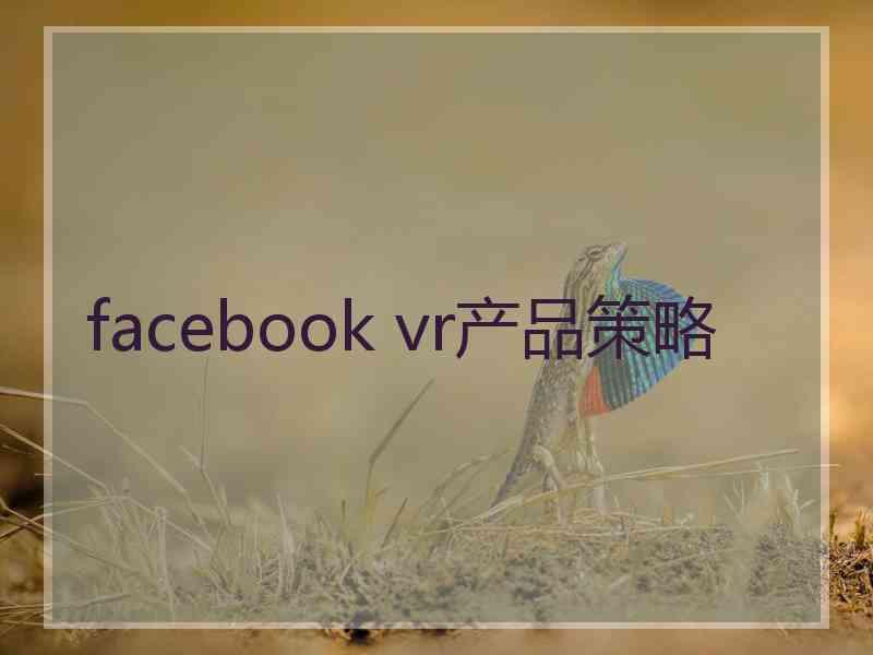 facebook vr产品策略