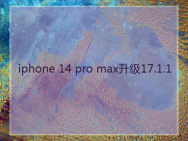 iphone 14 pro max升级17.1.1