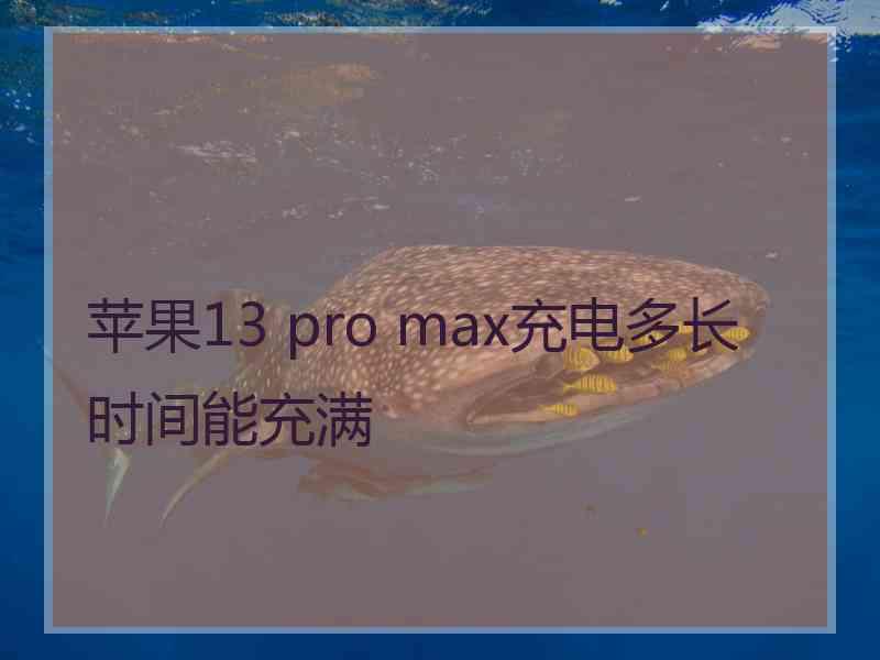 苹果13 pro max充电多长时间能充满