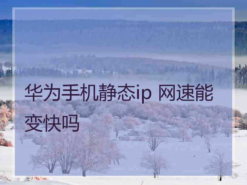 华为手机静态ip 网速能变快吗